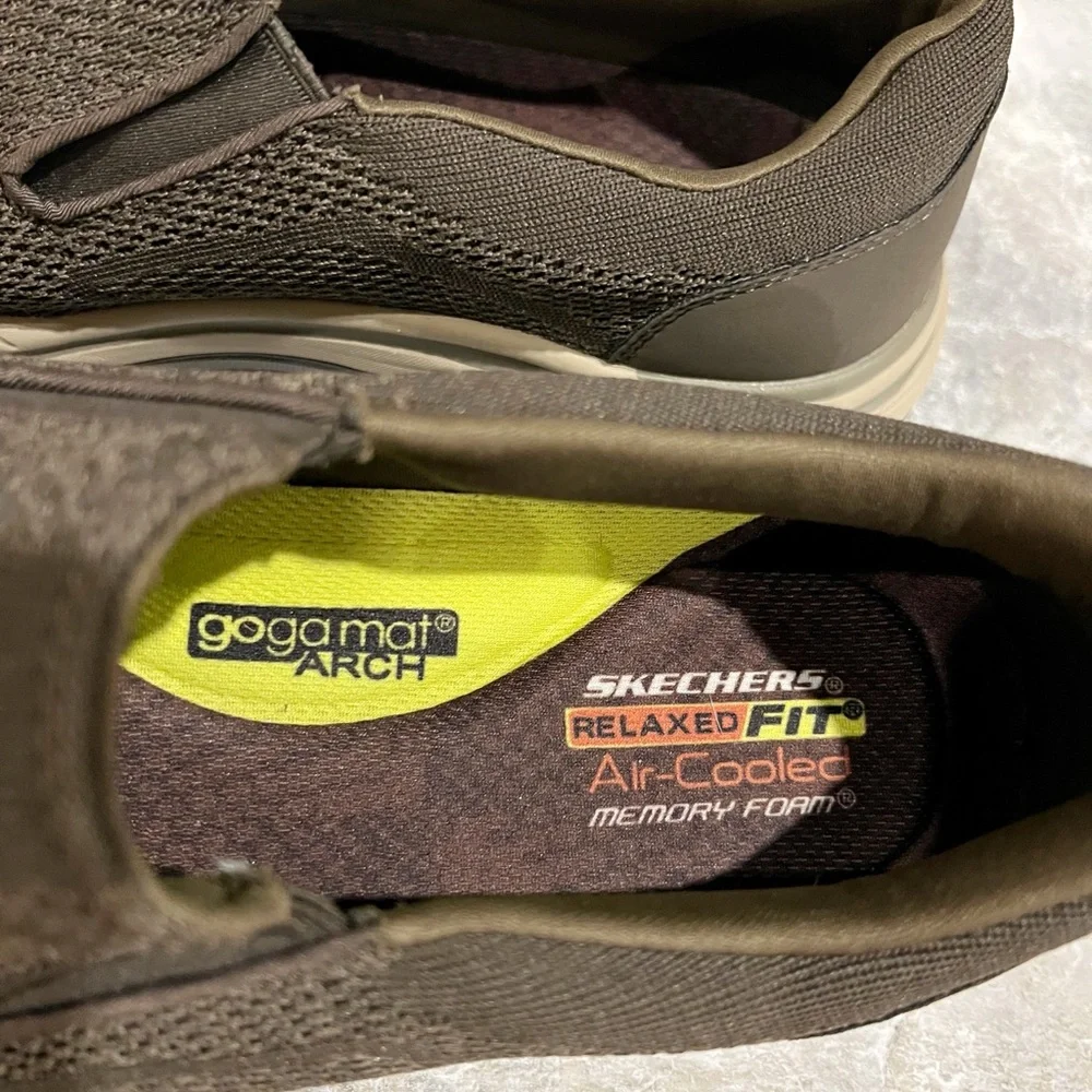 Skechers Mens Relaxed Fit Air-Cooled Memory Foam Taupe Sneakers Size 12